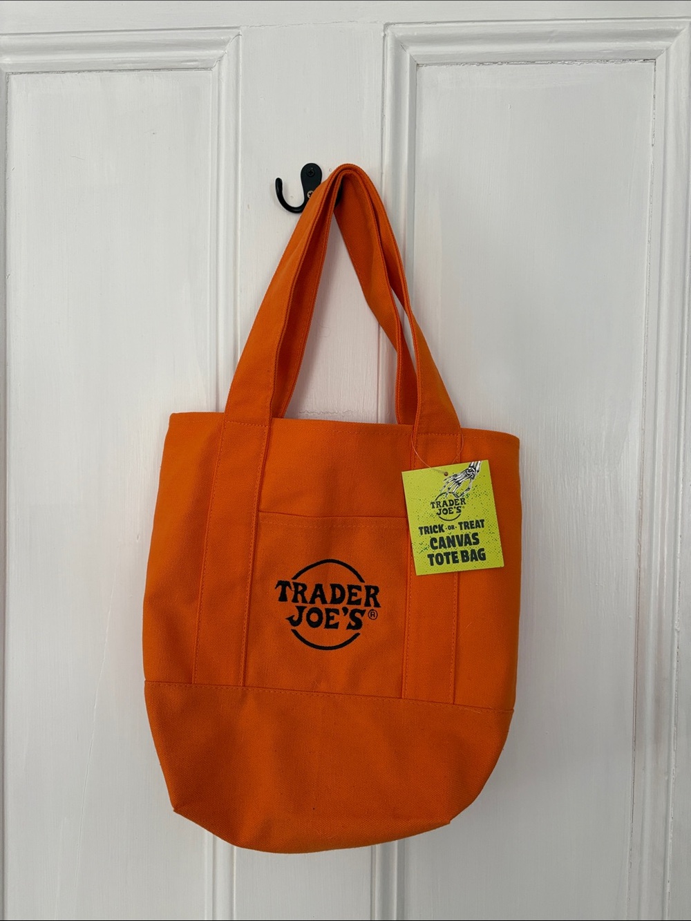Trader Joe's Orange Canvas Tote Bag with Front Logo